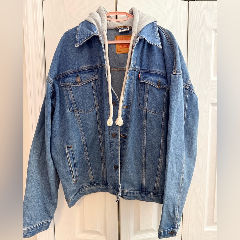 Levi's ➕vetements Blue Denim Jacket with Gray Hood